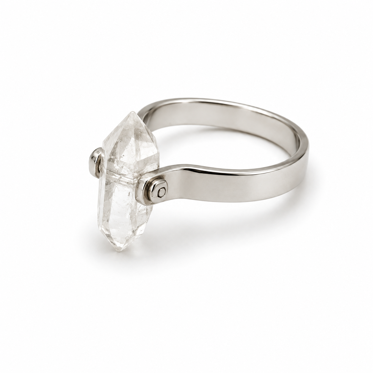 Soul Guidance Single Herkimer Diamond Silver Ring