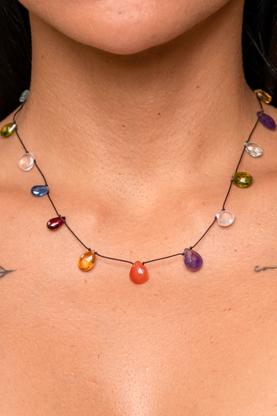 Seven Chakra Drops String Necklace - Anna Michielan Jewelry
