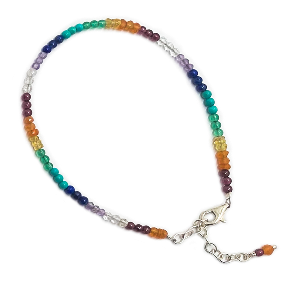 Seven Chakra 2mm Round Silver Bracelet - Anna Michielan Jewelry