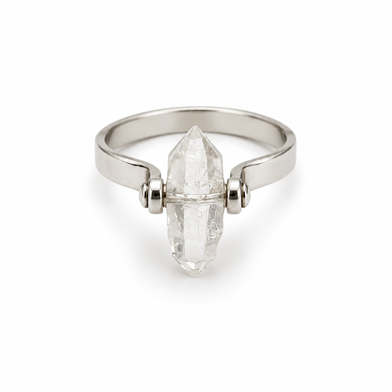 Soul Guidance Single Herkimer Diamond Silver Ring