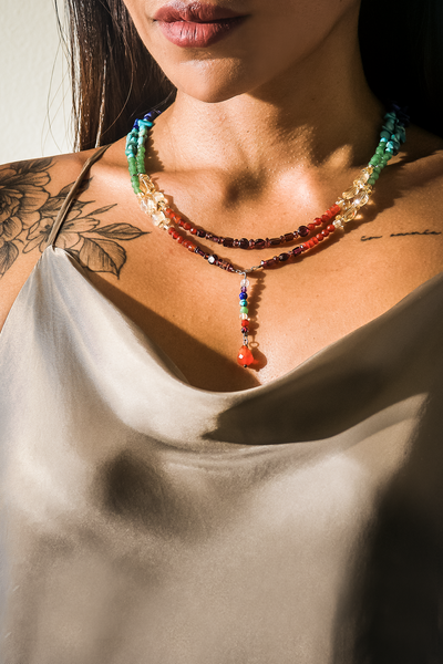 Seven Chakra Double String Short Necklace - Anna Michielan Jewelry