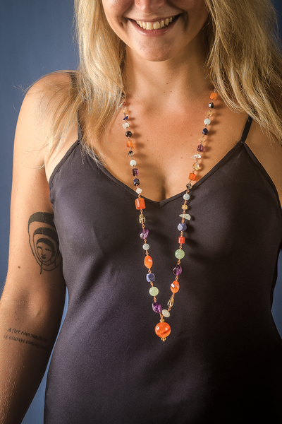 Seven Chakra Copper Long Necklace - Anna Michielan Jewelry