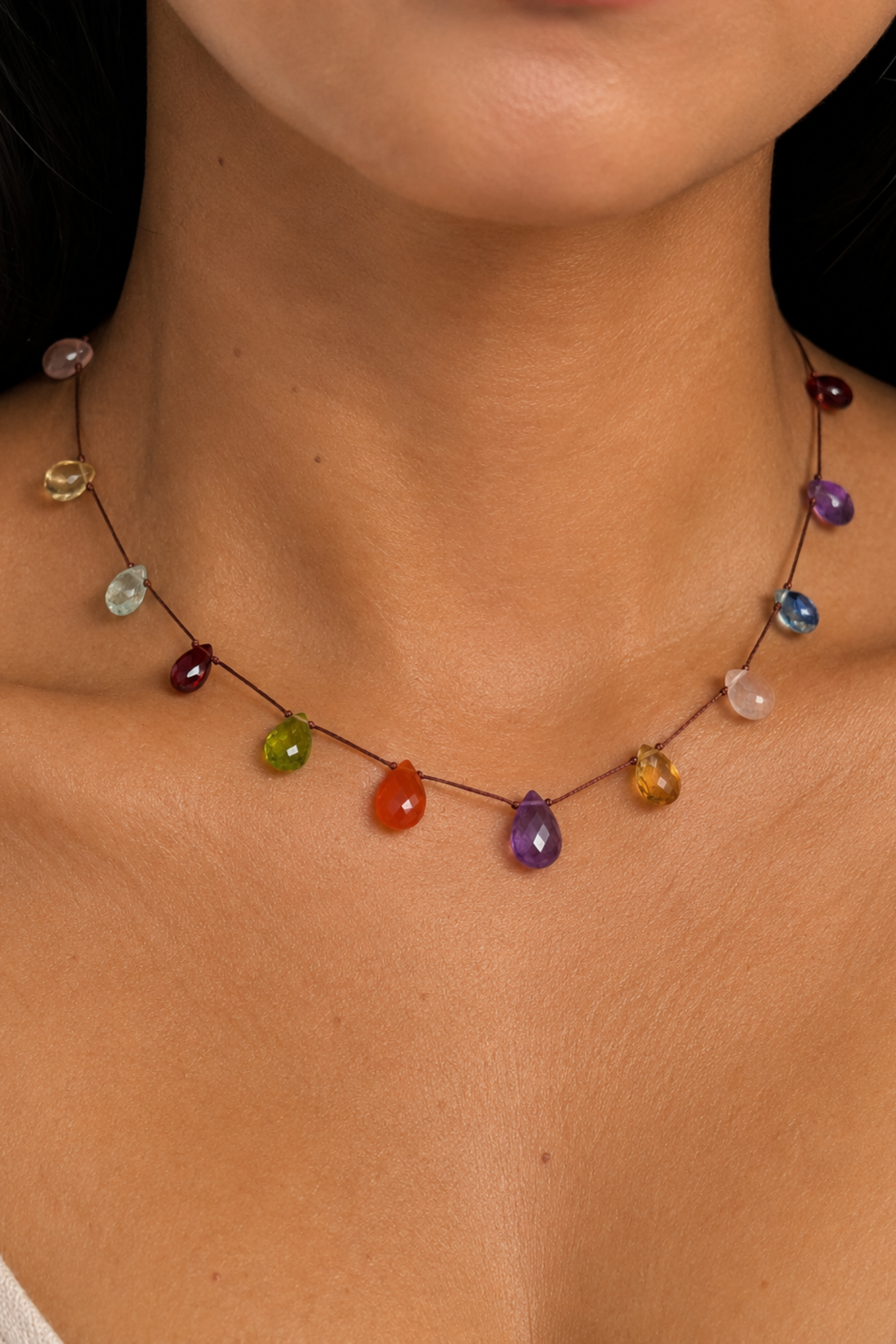 Seven Chakra Drops String Necklace