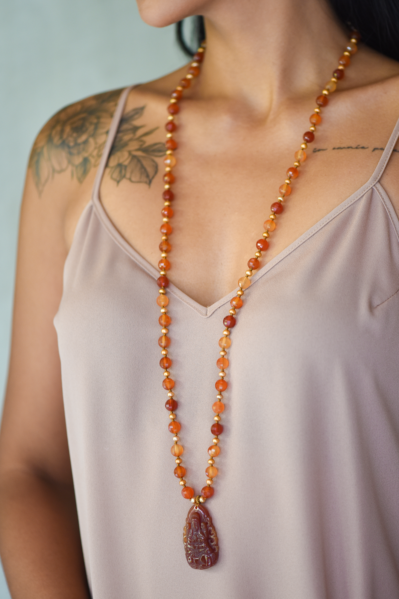 Carnelian Divine Feminine Mala Necklace - Anna Michielan Jewelry