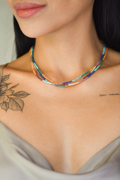 Seven Chakra Balance Short Necklace - Anna Michielan Jewelry