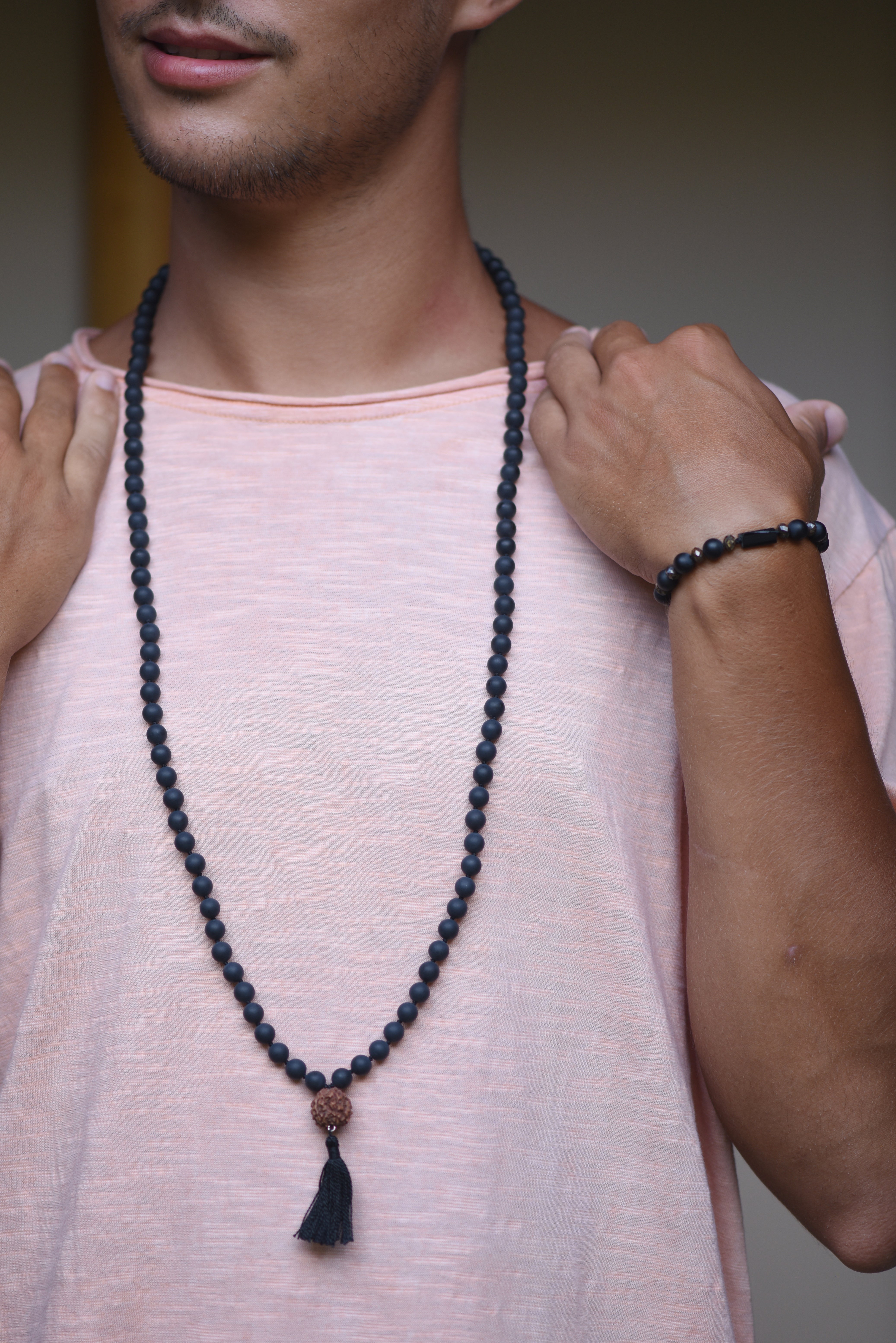 Onyx Frosted Mala Necklace