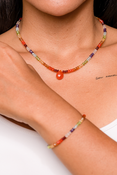 Seven Chakra Faceted Short Necklace - Anna Michielan Jewelry
