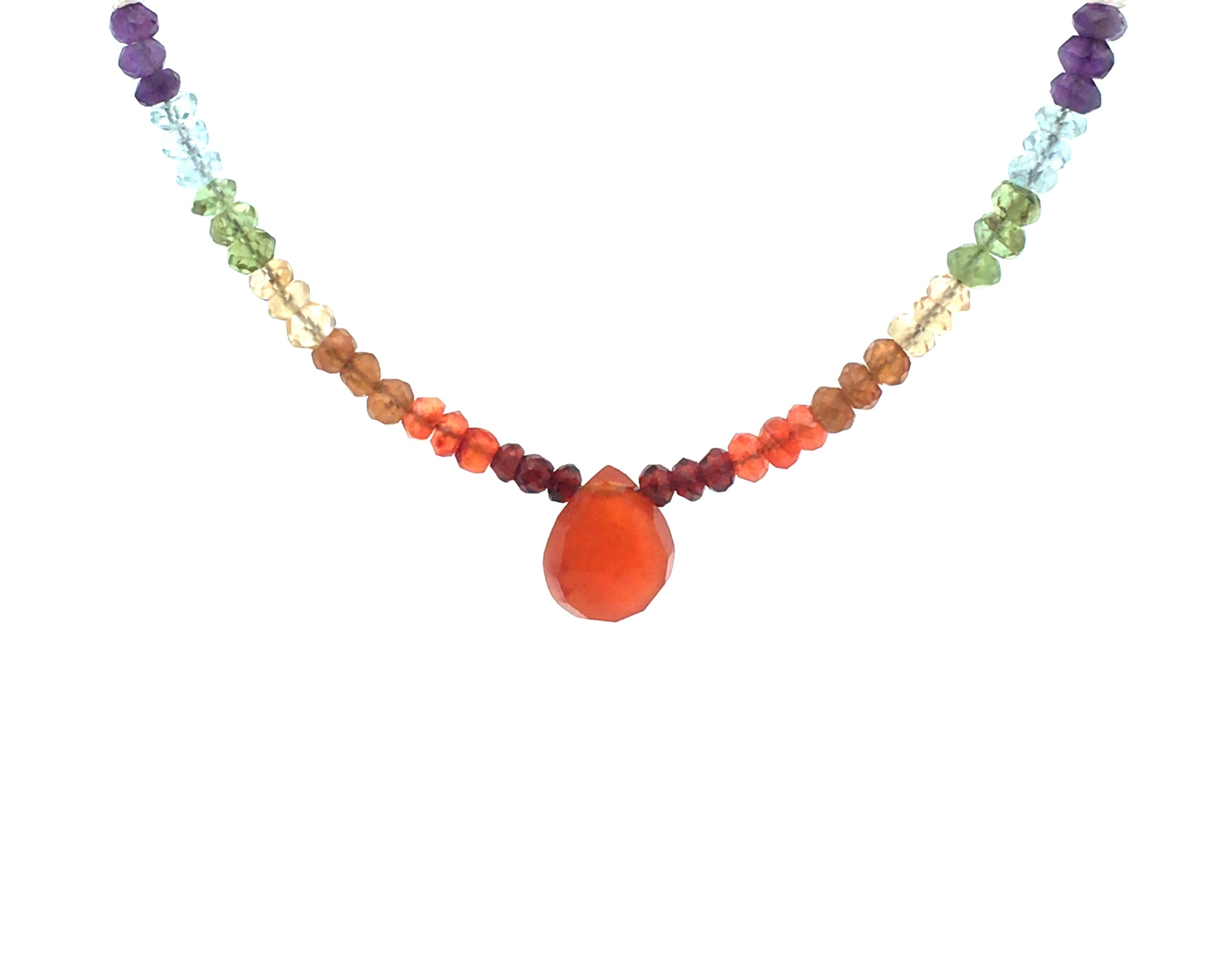 Seven Chakra Faceted Short Necklace - Anna Michielan Jewelry