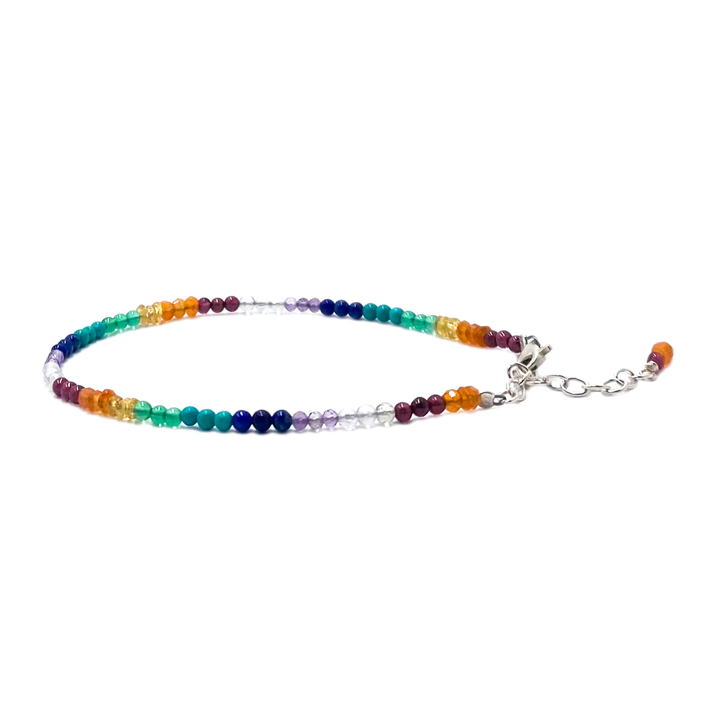 Seven Chakra 2mm Round Silver Bracelet - Anna Michielan Jewelry