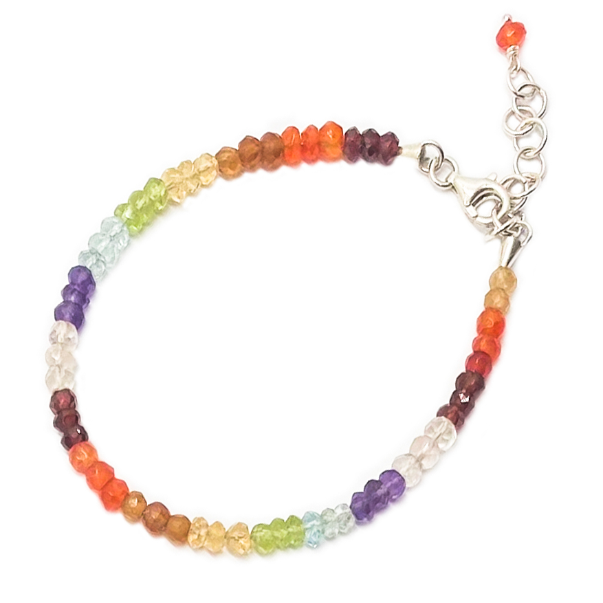 Seven Chakra Faceted Silver Bracelet - Anna Michielan Jewelry