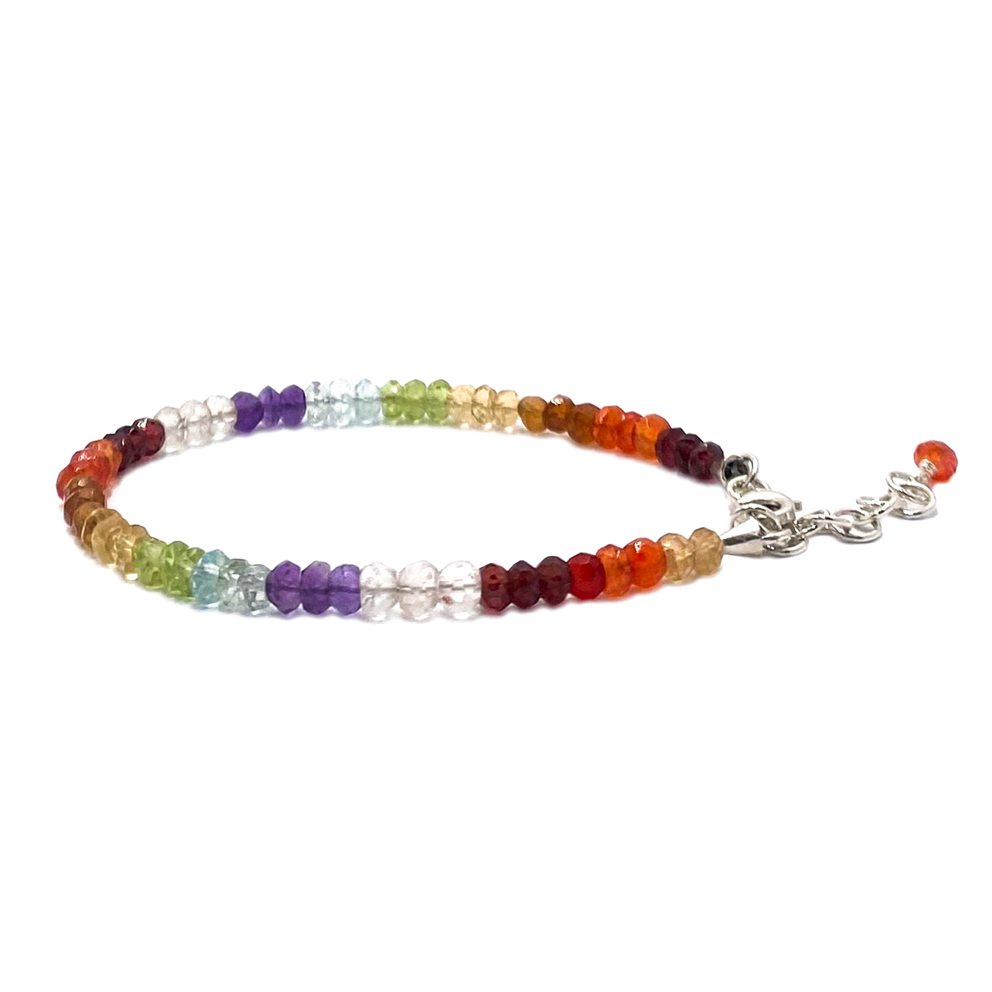 Seven Chakra Faceted Silver Bracelet - Anna Michielan Jewelry