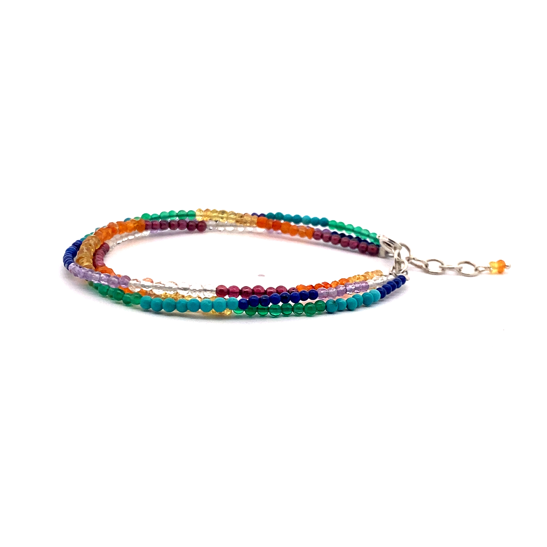 Seven Chakra Kaya Triple String Silver Bracelet - Anna Michielan Jewelry