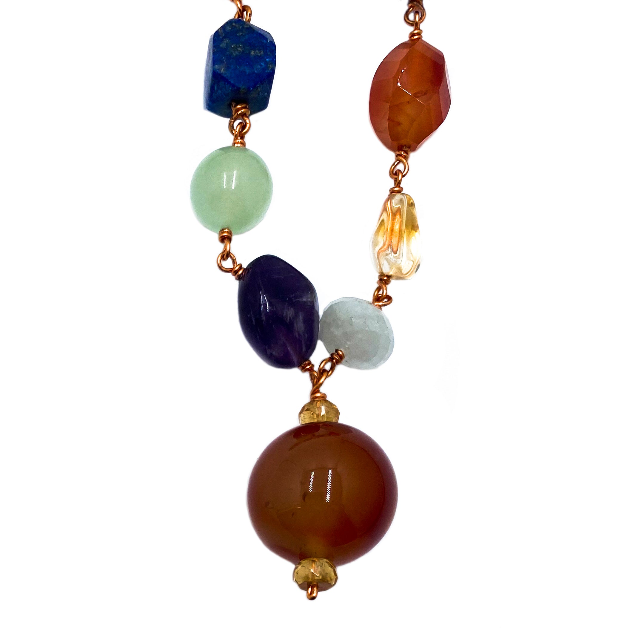 Seven Chakra Copper Long Necklace - Anna Michielan Jewelry