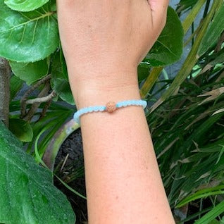 Amazonite string Bracelet on Wrist Front