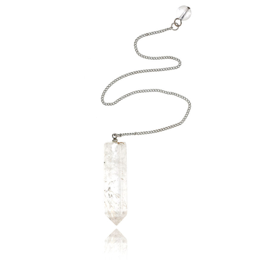 a crystal Pendulum Wand on white background